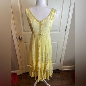 Sapogee Yellow Sleeveless Dress handkerchief hem